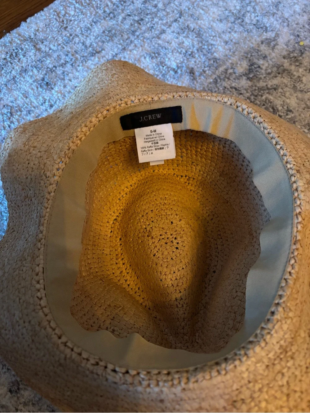 J crew Natural Straw Beach Hat with Black Band
